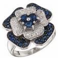Кольцо с бриллиантами и сапфирами RHIN2792-55CL-W Гонконг 2009 г инфо 2211o.