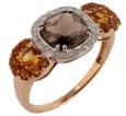 Кольцо с бриллиантом, раухтопазом и цитрином KR05-48620-37SL-R 2009 г инфо 2225o.